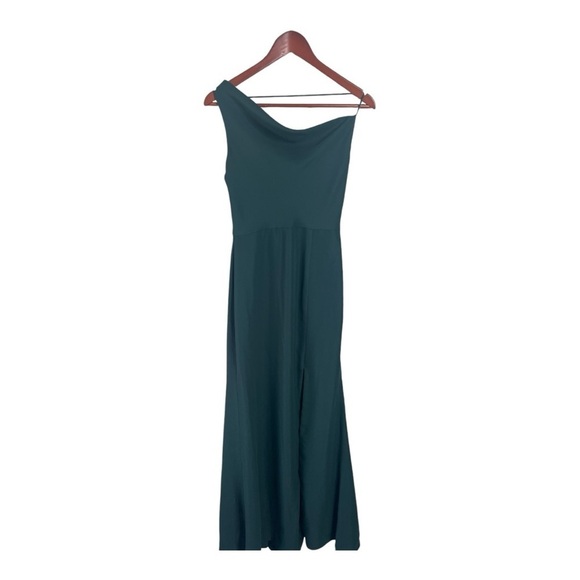 After Six Evergreen 6849 One-Shoulder Draped Cowl-Neck Maxi Dress NEW Size 2R - Picture 3 of 15